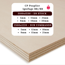 CP PEUPLIER IGNIFUGE BS1D0 18MM 310X153